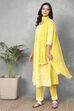 Yellow Cotton Gathered Suit Sets image number 3