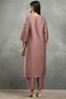 Rose Pink Viscose Blend Solid Straight Kurta Pants Set image number 4