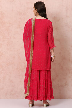 Pink Georgette Sharara Suit Set image number 4