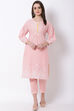 Peach Cotton Straight Kurta image number 0