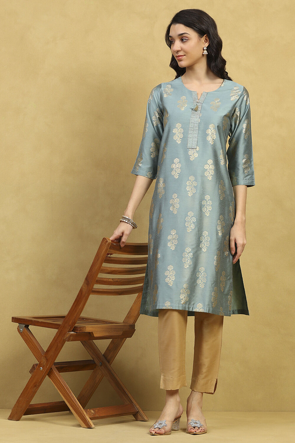 Pink Printed Straight Kurta image number 0