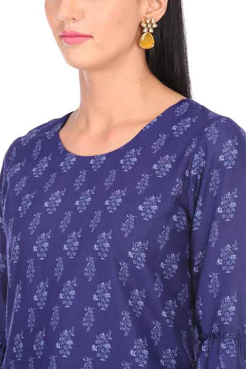 Indigo Straight Cotton Kurta image number 1