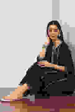 Black Rayon Viscose Rayon Kurta Pants Set image number 0