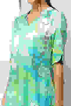 Aqua Floral Printed Straight Kurta image number 1
