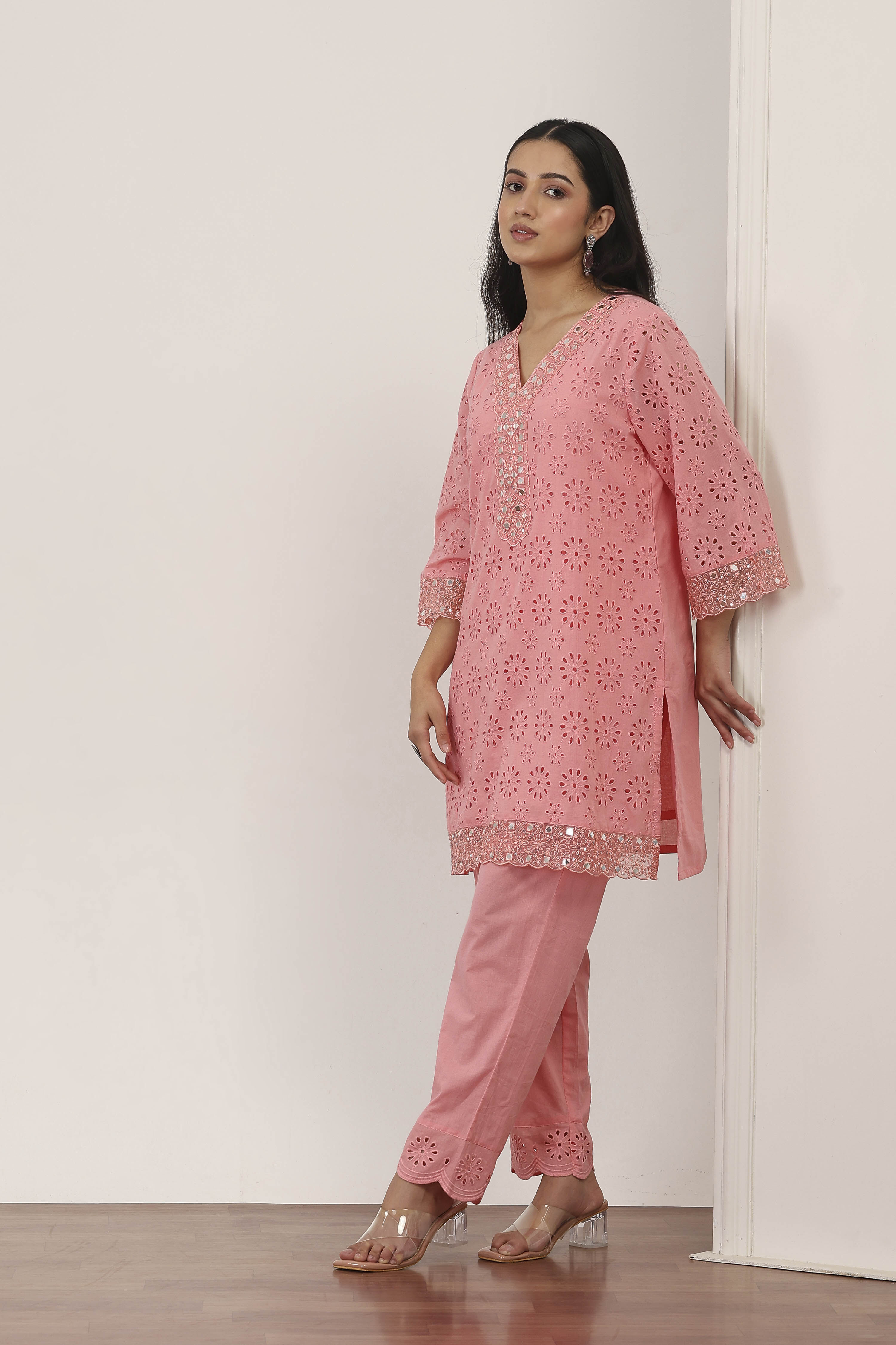 Pink Cotton Straight Suit Sets image number 3