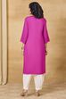 Pink Viscose Rayon Straight Solid Kurta image number 4