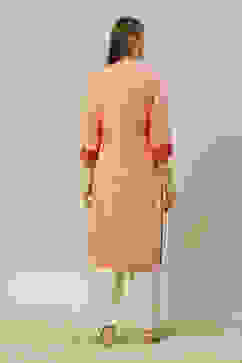 Peach LIVA Straight Printed Kurta image number 3