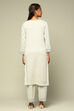 Grey Acrylic Straight Yarn Dyed Kurta Palazzo Suit Set image number 4
