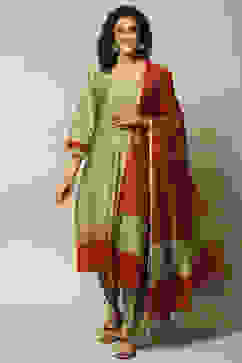 Ecru Viscose Straight Printed Kurta Palazzo Suit Set image number 7