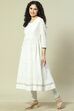White Cotton Blend Straight Kurta image number 2