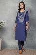 Indigo Cotton Straight Kurta