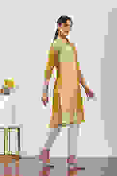 Yellow Cotton Straight Kurtas image number 4