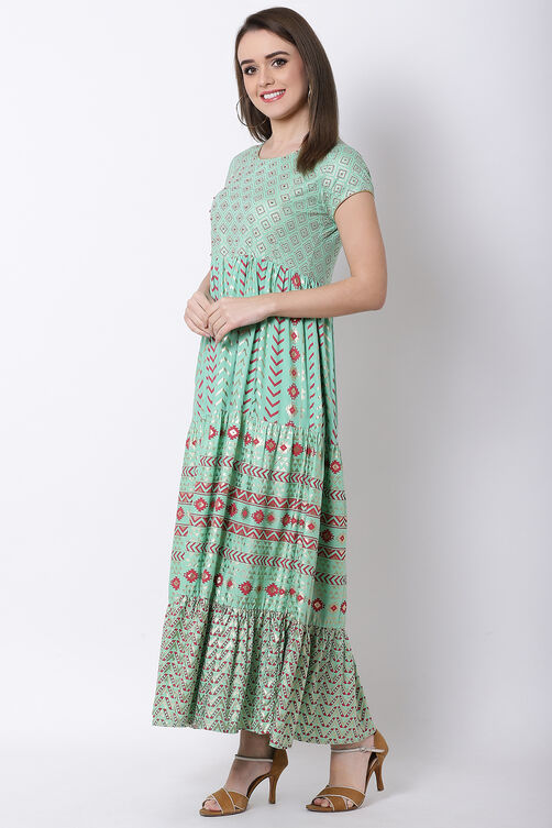Mint Green Viscose Dress image number 2
