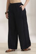 Black Rayon Straight Palazzos image number 2