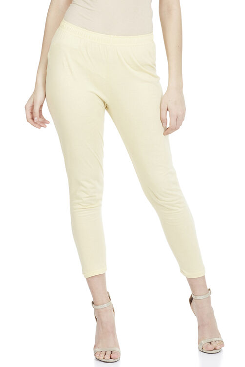 Cream Cotton Leggings image number 0