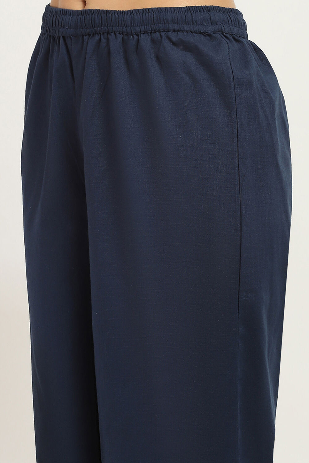 Navy Blue Cotton Printed Straight Kurta Set image number 2