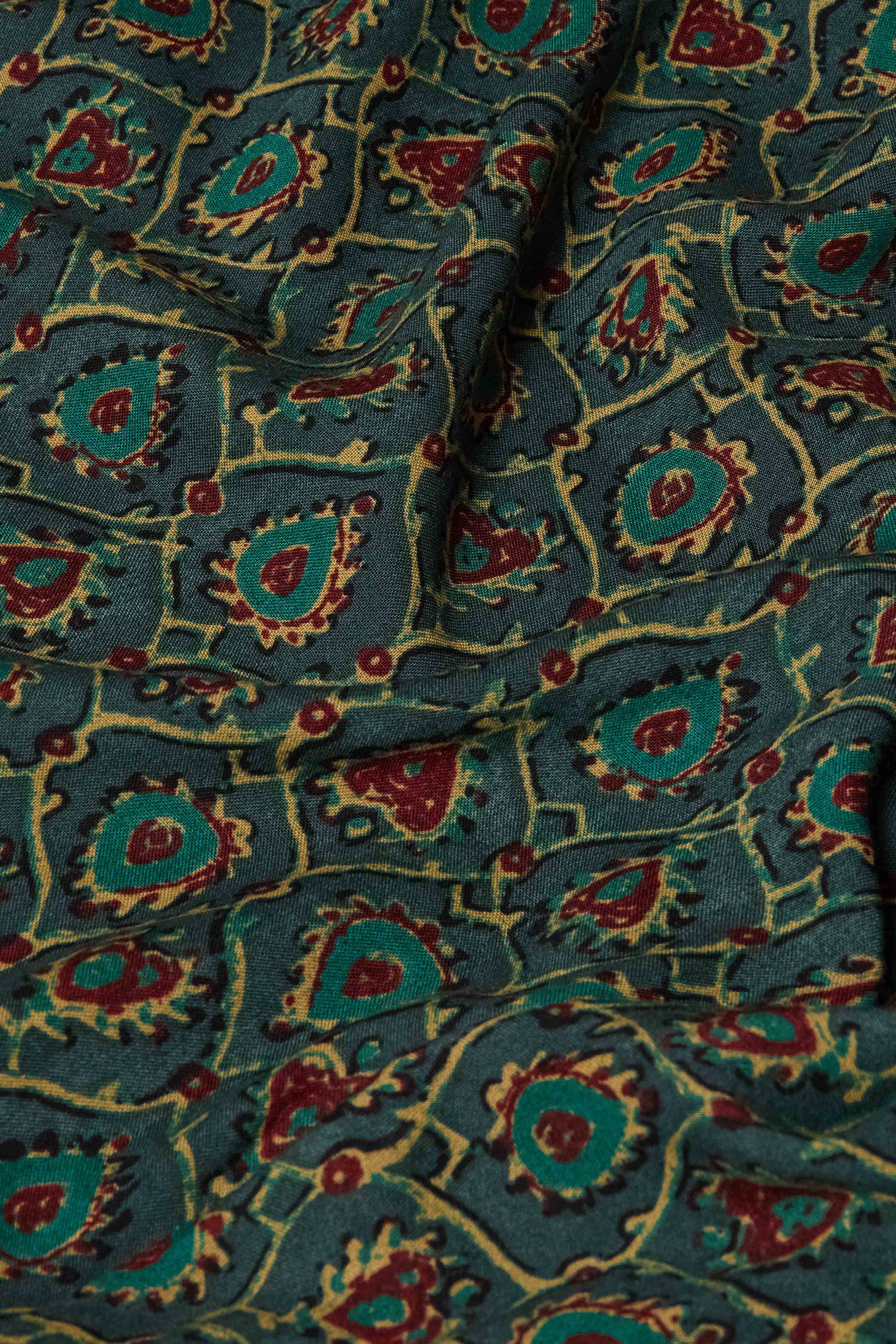 Teal Viscose Rayon Straight Printed Kurta image number 3