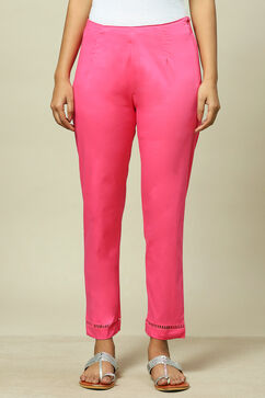 Pink Cotton Blend Slim Pant image number 5