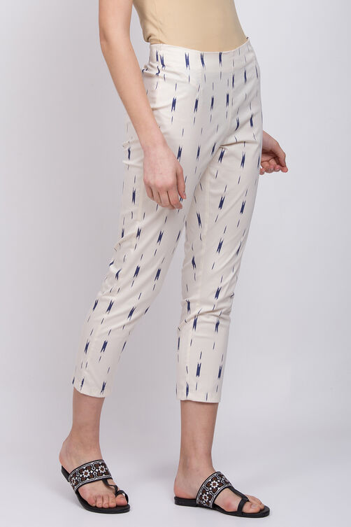 Off White Poly Lycra Slim Pants image number 0