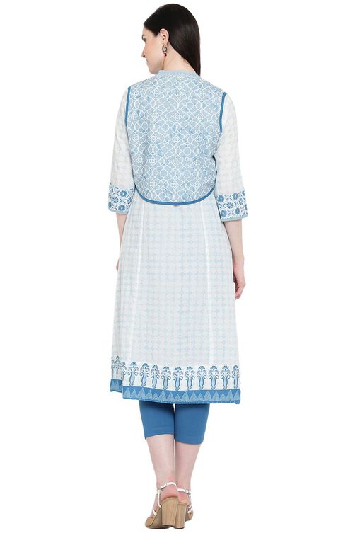 White Cambric A-Line Kurta image number 4