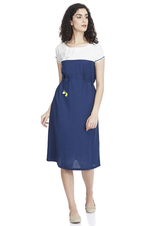Indigo A Line Viscose Dress image number 4