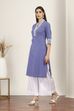 Blue Cotton Straight Kurtas image number 2
