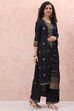 Navy Blue Art Silk Straight Suit Set image number 6