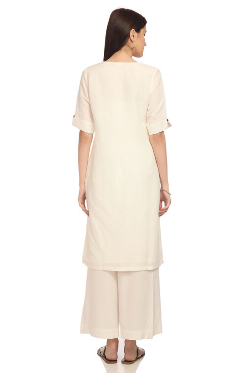 Ecru Straight Cotton Kurta image number 4