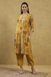 Mustard Viscose Blend Printed Straight Suit Set image number 6