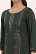 Olive Green Viscose Rayon Flared Kurta Pants Set image number 1