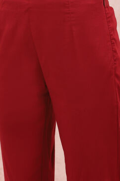 Maroon Poly Cotton Slim Pants image number 1