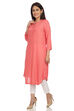 Pink Straight Viscose Kurta image number 3