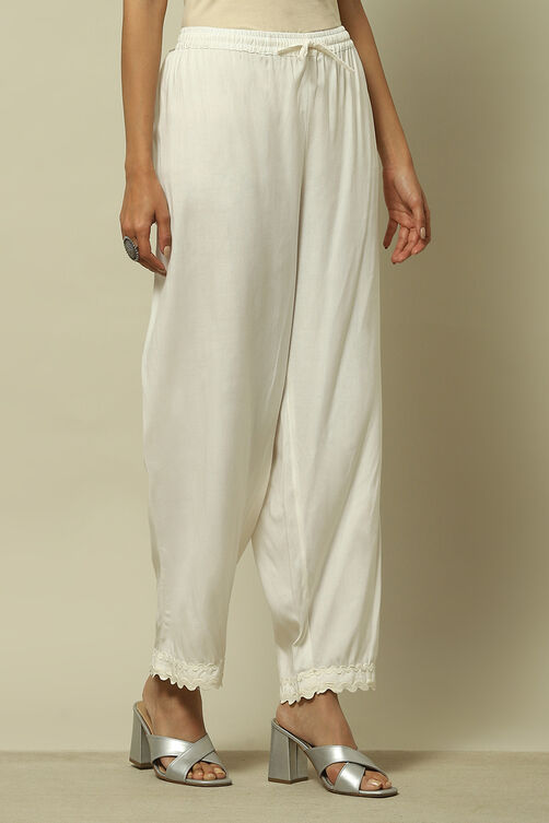 White Viscose Solid Straight Fit Palazzo image number 3