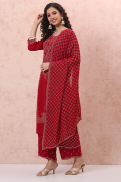 Pink Art Silk Straight Suit Set image number 5
