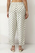 Off-White Cotton Blend Printed Straight Palazzos image number 4