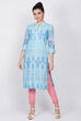 Sky Blue Cotton Straight Kurta image number 0