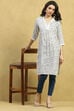 Off White Viscose Rayon Printed Straight Kurta image number 0