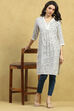 Off White Viscose Rayon Printed Straight Kurta