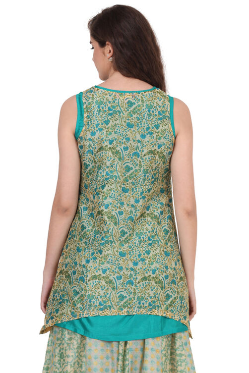 Beige A-Line Polyester Kurta image number 4
