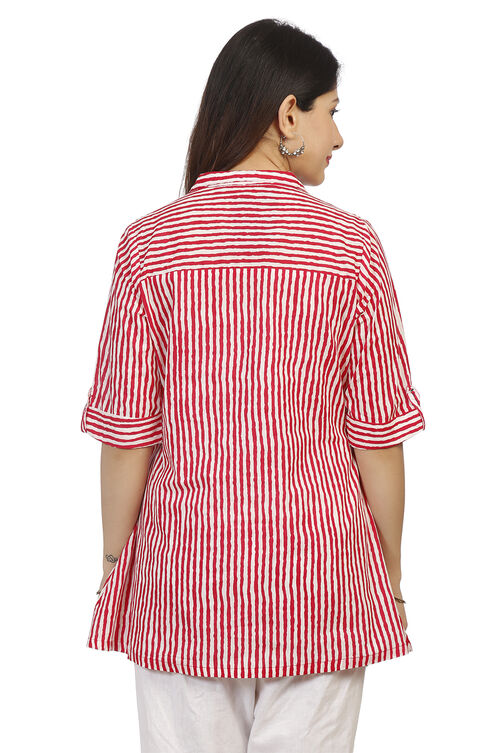 Red A Line Cotton Indie Top image number 5