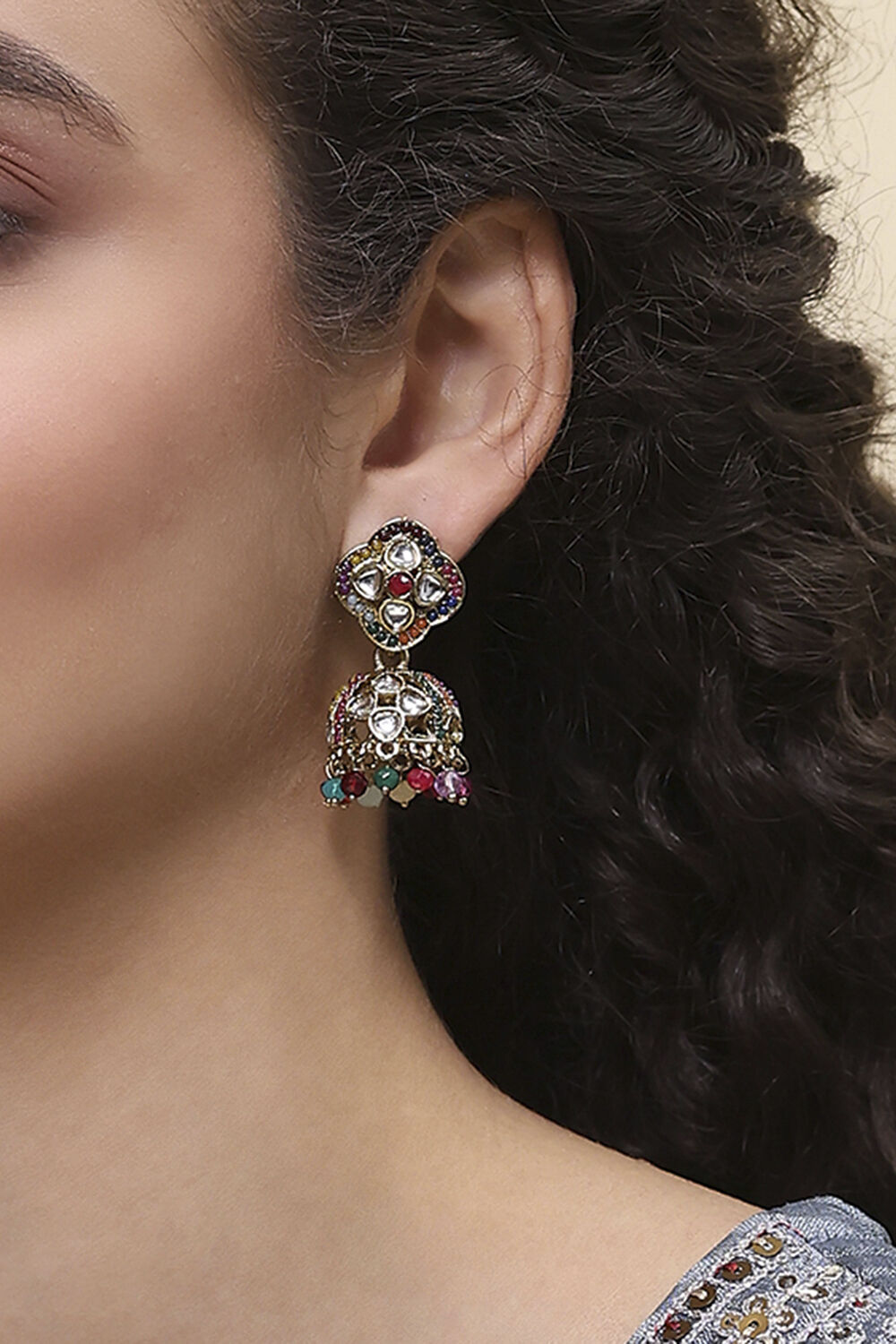 Multicolor Alloy Jhumka image number 1