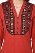 Red Straight Cotton Kurta image number 3
