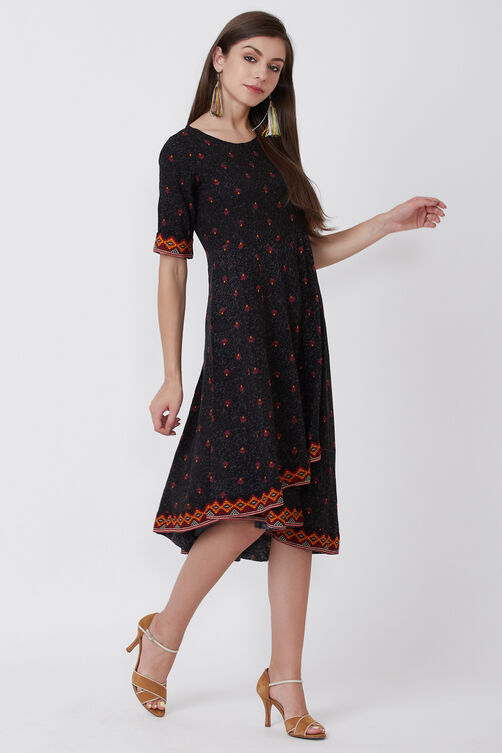 Black Viscose Rayon Kalidar Dress image number 0