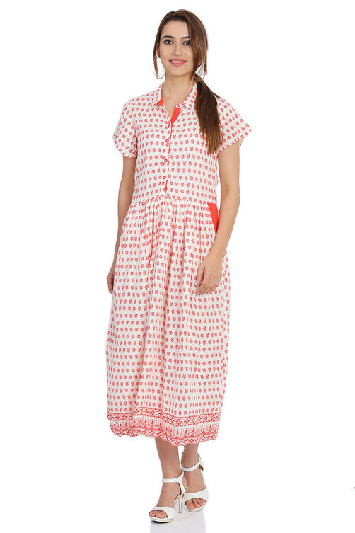 White Straight Viscose Dress image number 0