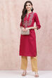 Magenta Art Silk Straight Kurta image number 5