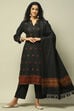 Dark Grey Polyester Straight Yarndyed Kurta Palazzo Suit Set image number 0