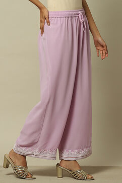Mauve Poly Georgette Solid Straight Fit Palazzo image number 3