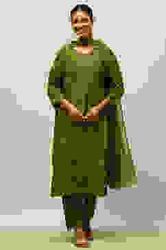 Green Printed Straight Suit Set image number 0