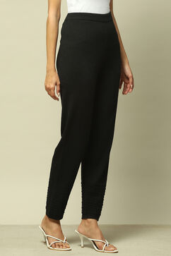 Black Acrylic Regular Solid Legging image number 3