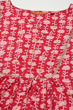 Red Art Silk Crinkled Kurta image number 5